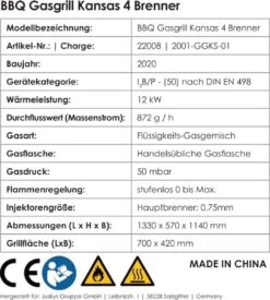 Kansas Gasgrill Barbecue - 4 Pits - RVS -Keuken Grill Promotie 1077x1200