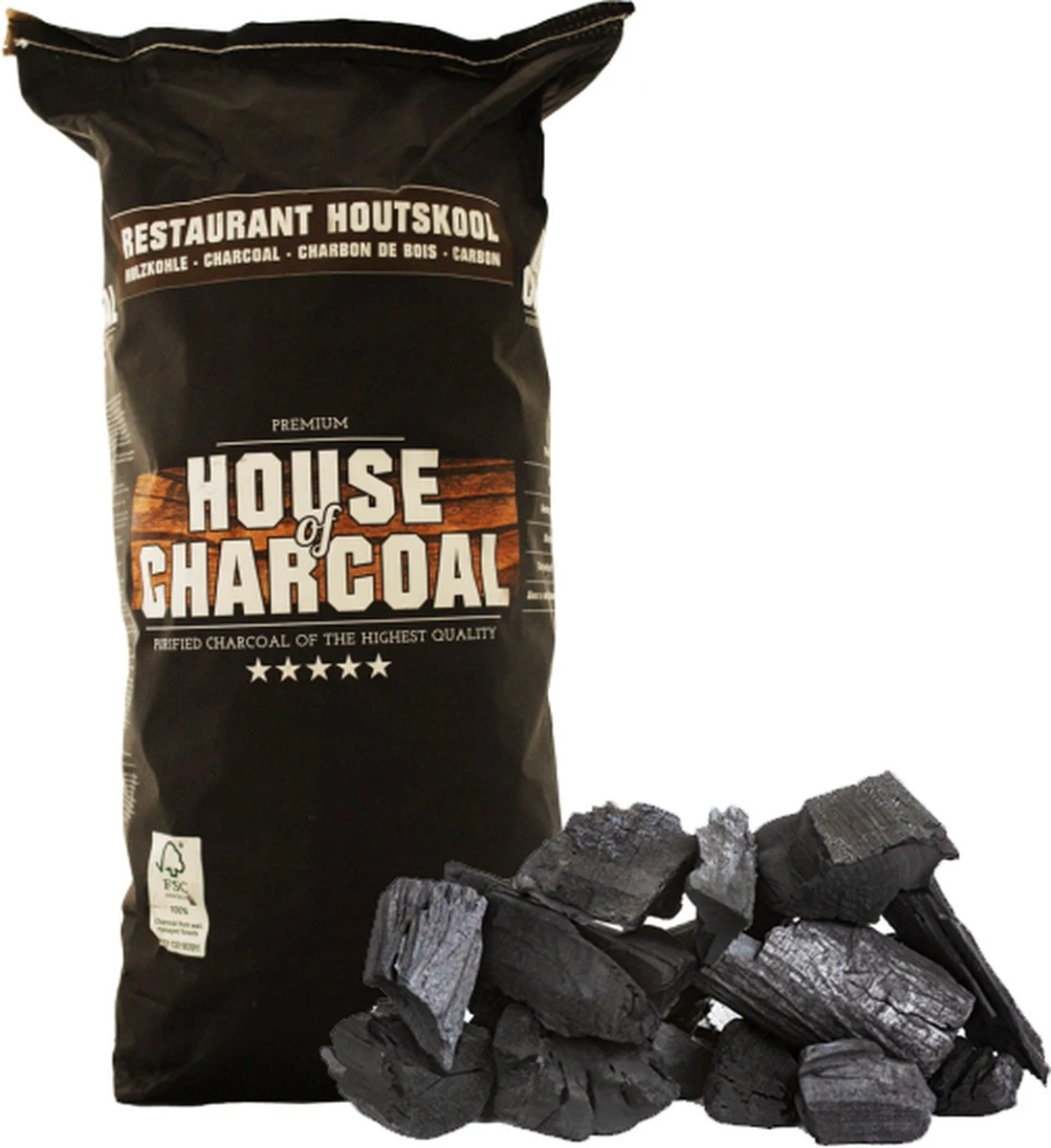House Of Charcoal Acacia Restaurant Houtskool FSC 10kg 2 House Of Charcoal Acacia Restaurant Houtskool FSC 10kg - Afbeelding 2