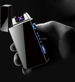 Merkloos Cuberna Elektrische Plasma USB Aansteker Met Batterij Indicator Ice Black - Wind En Storm Bestendig - Geschikt Voor Kaarsen, Vuurwerk, Sigaretten En BBQ -Keuken Grill Promotie 1099x1200