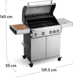 Burnhard Gas BBQ Big FRED Deluxe - 4 Branders - Incl. Keramische Infraroodbrander & Afdekhoes - Deluxe -Keuken Grill Promotie 1113x1200