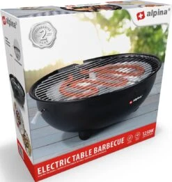 Alpina Elektrische BBQ - Tafel-Barbecue - Geen Rook - Binnen Barbecueën - 1250W - Ø 30 Cm - Zwart -Keuken Grill Promotie 1137x1200 1
