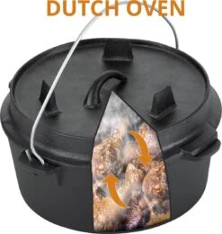 Dutch Mountains Gietijzeren Pannenset 7-delig - Dutch Oven – Braadpan - Grillpan - Hapjespan - Kookset In Houten Transportkist - Deksellifter - Brander -Keuken Grill Promotie 1139x1200 1