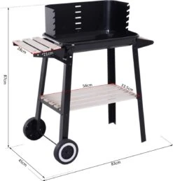 Verrijdbare Barbecue – Houtskool/Briketten - Verstelbare Grillplaat – Houten Tafel – Winscherm – Gewicht 5.9kg -Keuken Grill Promotie 1150x1200 1