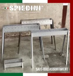 Spiedini Saté-bbq Bali 40 Mini - Kleine, Smalle Houtskoolbarbecue Met Horizontaal Rooster Voor Sate Of Andere Spiesjes - 40 Cm Lang, 11 Cm Breed, 14 Cm Hoog - Ideaal Voor Tuin- Of Open Haard, Of Balkon - Materiaal: Gealuminiseerd Ijzer -Keuken Grill Promotie 1153x1200