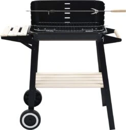 Verrijdbare Barbecue – Houtskool/Briketten - Verstelbare Grillplaat – Houten Tafel – Winscherm – Gewicht 5.9kg -Keuken Grill Promotie 1161x1200