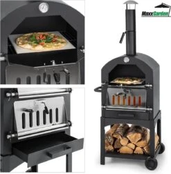 MaxxGarden Pizza Oven Buiten - Houtskool – Incl. Pizzasteen - 45x65x158cm -Keuken Grill Promotie 1175x1200