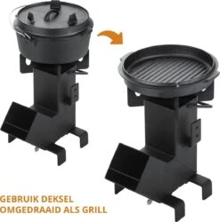 Dutch Mountains Gietijzeren Pannenset 7-delig - Dutch Oven – Braadpan - Grillpan - Hapjespan - Kookset In Houten Transportkist - Deksellifter - Brander -Keuken Grill Promotie 1185x1200 3