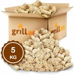 Aanmaakkrullen Voor BBQ Of Kachel | 5kg ECO FSC Gecertificeerd Aanmaakhout Barbecue - Biologisch En Duurzaam Aanmaakwokkels - Houtwol Wokkels - Barbeque Aansteker - Aanmaakblokjes - Accessoires - Ongeveer 400krullen -Keuken Grill Promotie 1195x1200