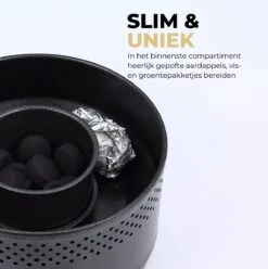 Ozocozy BBQ-ONE Houtskool Tafelbarbecue - Ø30 Cm- Zwart - Incl. Draagtas, Siliconen Bakkwast En RVS-Barbecuetang -Keuken Grill Promotie 1197x1200