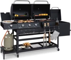 Klarstein Kingsville Double Barbecue - Houtskool- En Gasbarbecue - Smoker BBQ - Inclusief Deksels En Thermometer - Met 2 Roosters - Zwart 21 Klarstein Kingsville Double Barbecue - Houtskool- En Gasbarbecue - Smoker BBQ - Inclusief Deksels En Thermometer - Met 2 Roosters - Zwart -Keuken Grill Promotie 1200x1020 1