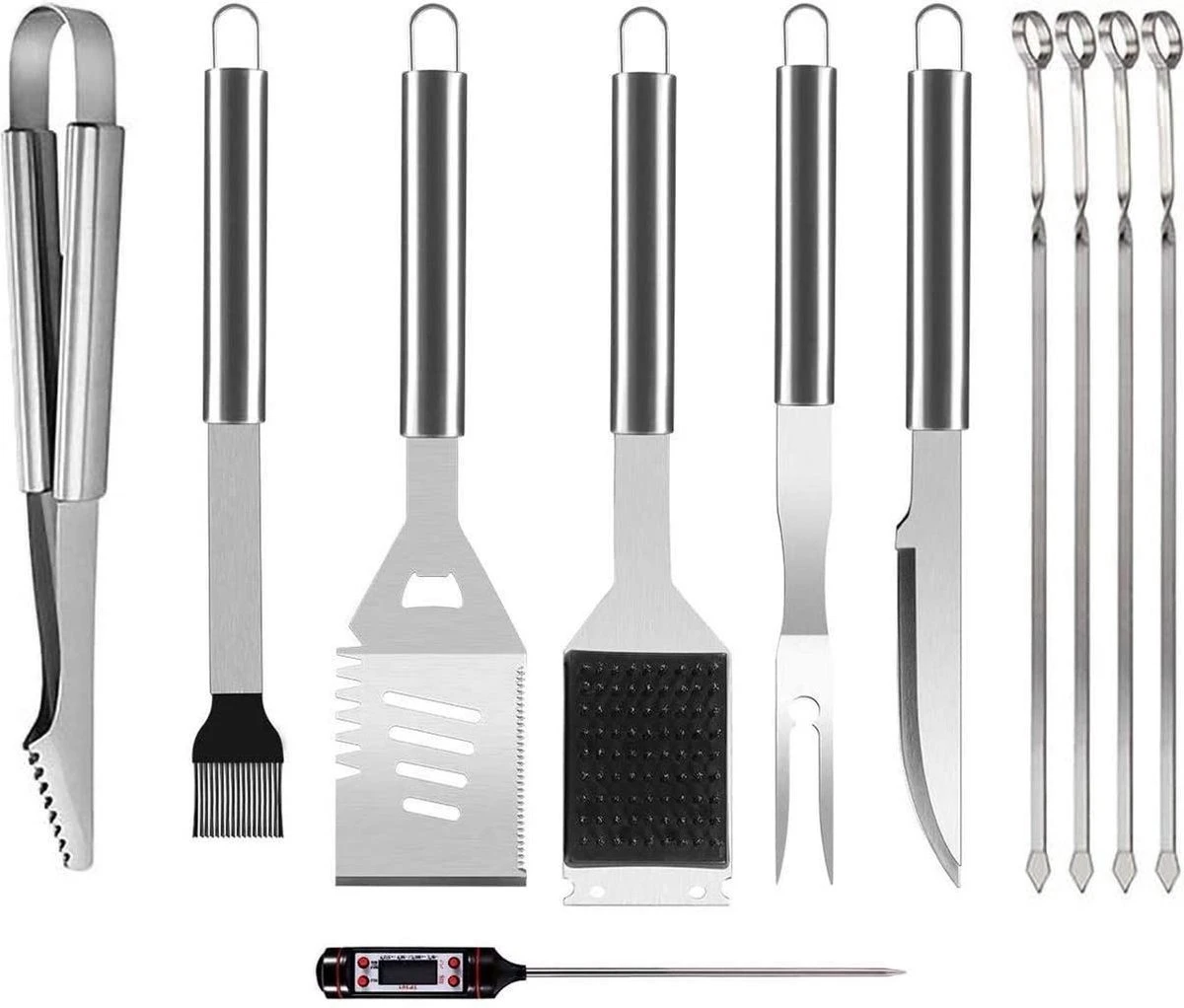 BBQ Accesoires Set Met Thermometer, Handschoenen, Bbq Tang, Bbq Borstel Van Zedar 2 BBQ Accesoires Set Met Thermometer, Handschoenen, Bbq Tang, Bbq Borstel Van Zedar - Afbeelding 2