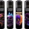 Clipper Classic Large "Skulls #21" Aanstekers (4 Stuks)