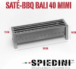 Spiedini Saté-bbq Bali 40 Mini - Kleine, Smalle Houtskoolbarbecue Met Horizontaal Rooster Voor Sate Of Andere Spiesjes - 40 Cm Lang, 11 Cm Breed, 14 Cm Hoog - Ideaal Voor Tuin- Of Open Haard, Of Balkon - Materiaal: Gealuminiseerd Ijzer -Keuken Grill Promotie 1200x1086