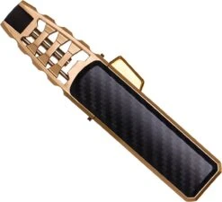 Merkloos Turbo Jetflame Aansteker - Gasbrander - Vuurwerk Torch - Crème Brûlée Brander - BBQ En Sigaren Aansteker - Windproof - Carbon Met Goudkleurige Metalen Behuizing -Keuken Grill Promotie 1200x1094 1