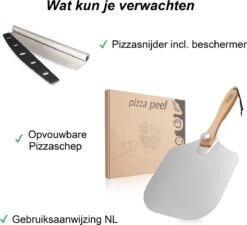 Pizzaschep – Inclusief Pizzasnijder – Opvouwbaar – Pizzaspatel – Pizza Schep – Taartschep – 30cm - Qwality -Keuken Grill Promotie 1200x1095