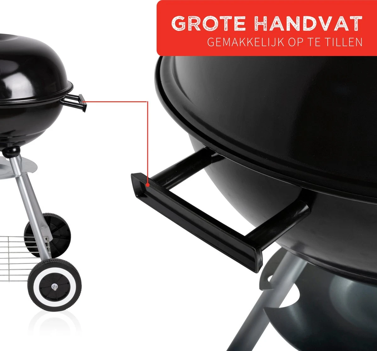BBQ Collection Houtskoolbarbecue - Kogelbarbecue 45 X 60 Centimeter - Ronde Barbecue - Barbecue Op Wielen - Zwart - Metaal 14 BBQ Collection Houtskoolbarbecue - Kogelbarbecue 45 X 60 Centimeter - Ronde Barbecue - Barbecue Op Wielen - Zwart - Metaal - Afbeelding 14