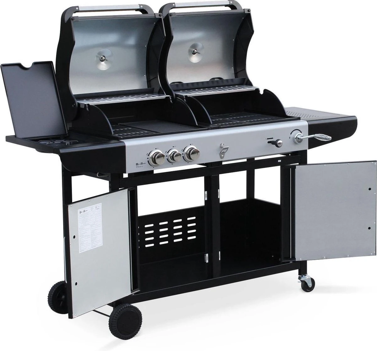 Alice's Garden Houtskool Barbecue - Grilloppervlak (LxB) 41 X 44 Cm - Gas En Houtskool - 3 Branders - Marsac Zwart 2 Alice's Garden Houtskool Barbecue - Grilloppervlak (LxB) 41 X 44 Cm - Gas En Houtskool - 3 Branders - Marsac Zwart - Afbeelding 2