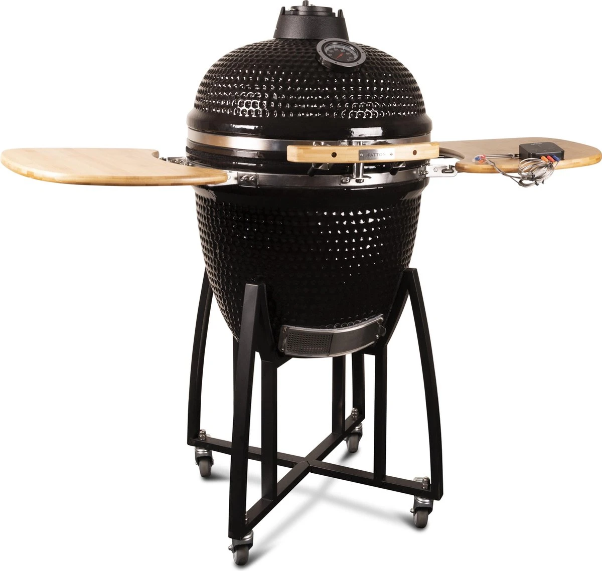 Patton - Kamado 21" - Premium Black - Keramische Barbecue - Incl. Bluetooth Kerntemperatuurmeter - LED Verlichting - Large - Compleet - Zwart 14 Patton - Kamado 21" - Premium Black - Keramische Barbecue - Incl. Bluetooth Kerntemperatuurmeter - LED Verlichting - Large - Compleet - Zwart - Afbeelding 14
