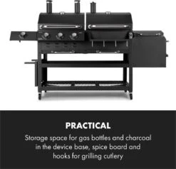 Klarstein Kingsville Double Barbecue - Houtskool- En Gasbarbecue - Smoker BBQ - Inclusief Deksels En Thermometer - Met 2 Roosters - Zwart 13 Klarstein Kingsville Double Barbecue - Houtskool- En Gasbarbecue - Smoker BBQ - Inclusief Deksels En Thermometer - Met 2 Roosters - Zwart -Keuken Grill Promotie 1200x1155