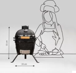 BluMill Kamado BBQ Egg - Kamado 13 Inch - Incl. Vlees Thermometer - Houtskoolbarbecues - Zwart - Ø 27cm -Keuken Grill Promotie 1200x1156