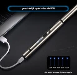 Oplaadbare Lange Dunne Elektrische Aansteker - Duurzame Plasma Aansteker - Inclusief Cadeauverpakking - BBQ – Kaarsen – Zilver -Keuken Grill Promotie 1200x1170 4