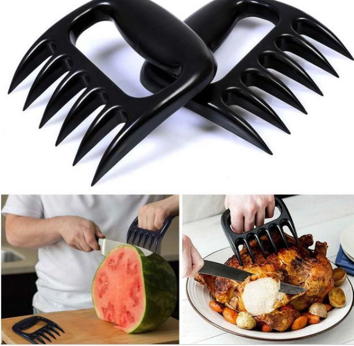 Merkloos Meat Claws - Vleesklauwen - Messen - Barbecue Kookgerei – BBQ Accessoires – Barbeque Accesoires - Kookgerei - 2 Stuks 2 Merkloos Meat Claws - Vleesklauwen - Messen - Barbecue Kookgerei – BBQ Accessoires – Barbeque Accesoires - Kookgerei - 2 Stuks - Afbeelding 2