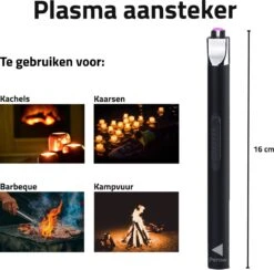 Oplaadbare Lange Elektrische Aansteker - Duurzame Plasma Aansteker - Inclusief Cadeauverpakking - BBQ - Kaarsen - Zwart -Keuken Grill Promotie 1200x1187 9