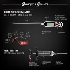 Mountain Jack® 40-Delige Luxe BBQ Grill Accessoires Set In Roestvrij Staal – Barbecue Gereedschap – Tangenset, Vlees Thermometer, Vleestang, Borstel, Spiezen, Vleesmes, Vleesvork -Keuken Grill Promotie 1200x1199 5