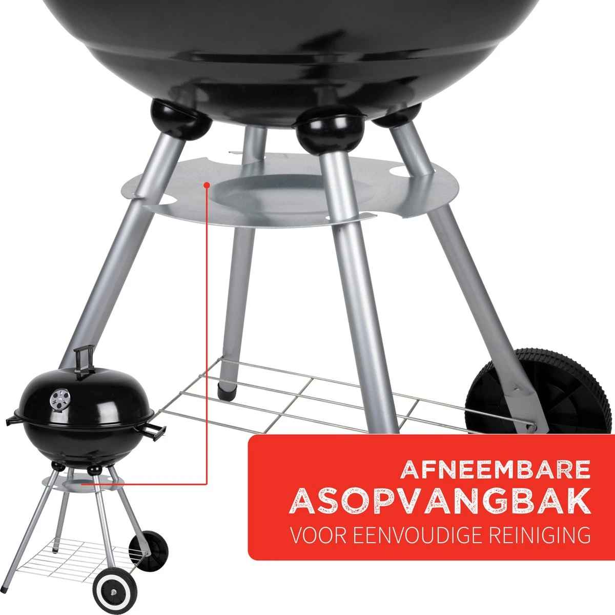 BBQ Collection Houtskoolbarbecue - Kogelbarbecue 45 X 60 Centimeter - Ronde Barbecue - Barbecue Op Wielen - Zwart - Metaal 10 BBQ Collection Houtskoolbarbecue - Kogelbarbecue 45 X 60 Centimeter - Ronde Barbecue - Barbecue Op Wielen - Zwart - Metaal - Afbeelding 10