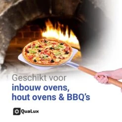 Qualux Pizzaschep Tweedelig – Pizzaschep Voor BBQ – Ophangbaar – Hout/rvs -Keuken Grill Promotie 1200x1200 315