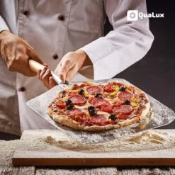 Qualux Pizzaschep Tweedelig – Pizzaschep Voor BBQ – Ophangbaar – Hout/rvs -Keuken Grill Promotie 1200x1200 316