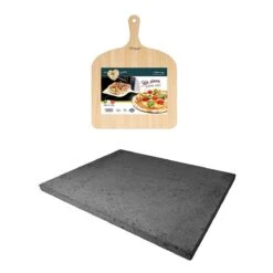ETNA Pizza Set - Grote Pizzasteen & GRATIS Pizzaschep - 30 Cm X 38 Cm - Echt Italiaanse Pizzasteen - Broodbaksteen - BBQ Pizzasteen - Gemaakt Van Lavasteen Uit De Etna - Non-stick - Eppicotispai -Keuken Grill Promotie 1200x1200 430