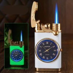 Flametimer Exclusieve Aansteker Met Horloge, 2 Stuks Willekeurig, Winddichte Draagbare Kaars Aansteker Voor Kaars Koken BBQ, Vuurwerk, Zak Zaklamp Aansteker Met Geschenkdoos, Cool Gift -Keuken Grill Promotie 1200x1200 632