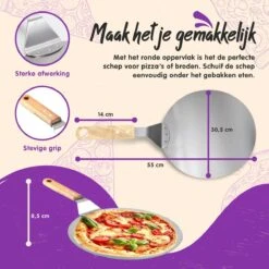 Nowad Pizzaschep RVS Rond Voor BBQ En Oven - 30,5 Cm - Pizzaspatel - Taartschep - Houten Handvat - Ophangbaar - Rond - Vaatwasbestendig - Keukenaccessoires -Keuken Grill Promotie 1200x1200 723