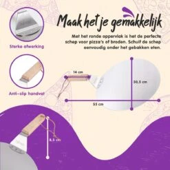 Nowad Pizzaschep RVS Rond Voor BBQ En Oven - 30,5 Cm - Pizzaspatel - Taartschep - Houten Handvat - Ophangbaar - Rond - Vaatwasbestendig - Keukenaccessoires -Keuken Grill Promotie 1200x1200 727