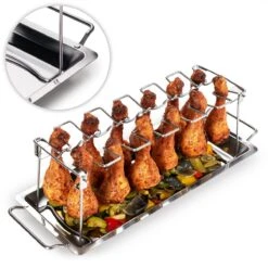 Blumtal BBQ Rek - Robuuste Roestvrijstalen Kippenpoot Rek - Voor 12 Poten - Kippengrillstandaard - Vaatwasmachinebestendig -Keuken Grill Promotie 1200x1200 763