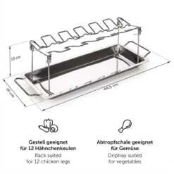 Blumtal BBQ Rek - Robuuste Roestvrijstalen Kippenpoot Rek - Voor 12 Poten - Kippengrillstandaard - Vaatwasmachinebestendig -Keuken Grill Promotie 1200x1200 764