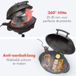 KitchenBrothers Elektrische BBQ - Met Grillplaat - Anti-aanbaklaag - Incl. Plank/Houders - Grilloppervlak 46,5x33,8cm - Tot 300°C - 2400W - Zwart -Keuken Grill Promotie 1200x1200 83
