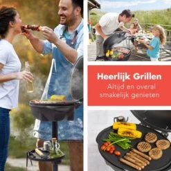 KitchenBrothers Elektrische BBQ - Met Grillplaat - Anti-aanbaklaag - Incl. Plank/Houders - Grilloppervlak 46,5x33,8cm - Tot 300°C - 2400W - Zwart -Keuken Grill Promotie 1200x1200 86