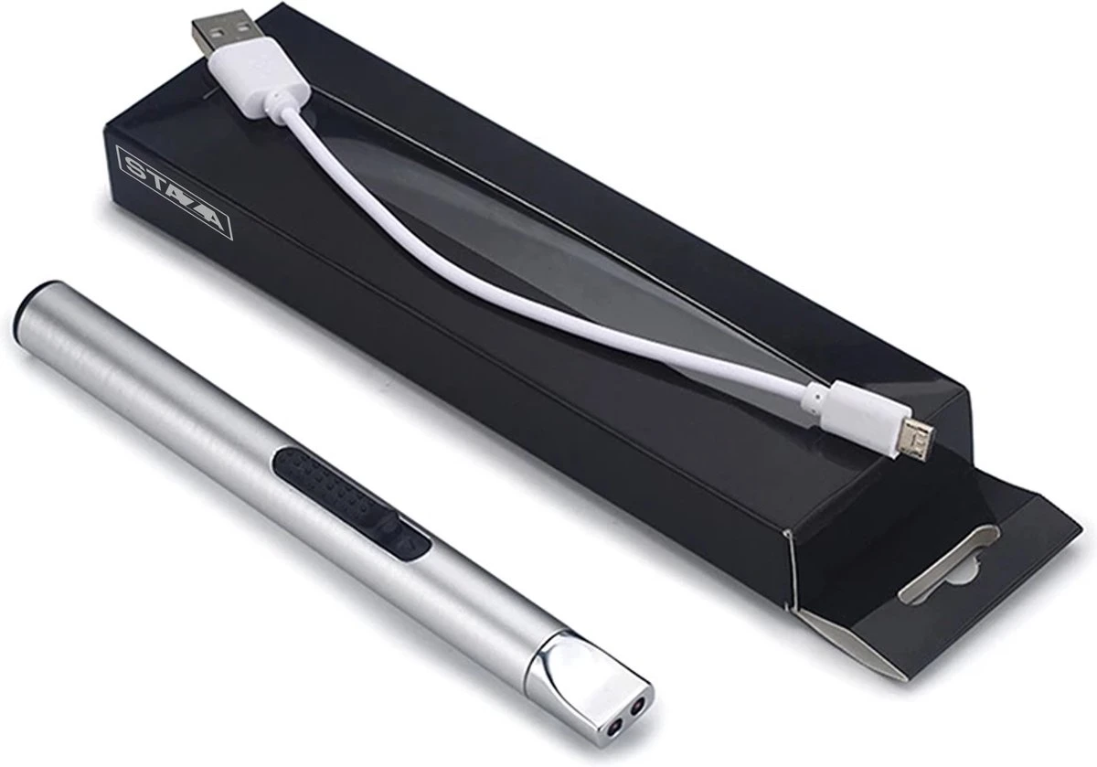 Staza Oplaadbare Lange Elektrische Aansteker - Duurzame Plasma Aansteker - Inclusief Cadeauverpakking - BBQ - Kaarsen 2 Staza Oplaadbare Lange Elektrische Aansteker - Duurzame Plasma Aansteker - Inclusief Cadeauverpakking - BBQ - Kaarsen - Afbeelding 2