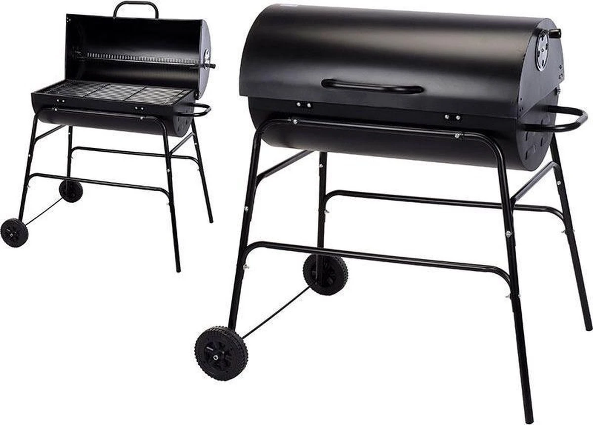 BBQ XL Houtskoolbarbecue - Cilindervorm - Grilloppervlak (LxB) 71 X 35 Cm - Zwart 2 BBQ XL Houtskoolbarbecue - Cilindervorm - Grilloppervlak (LxB) 71 X 35 Cm - Zwart - Afbeelding 2