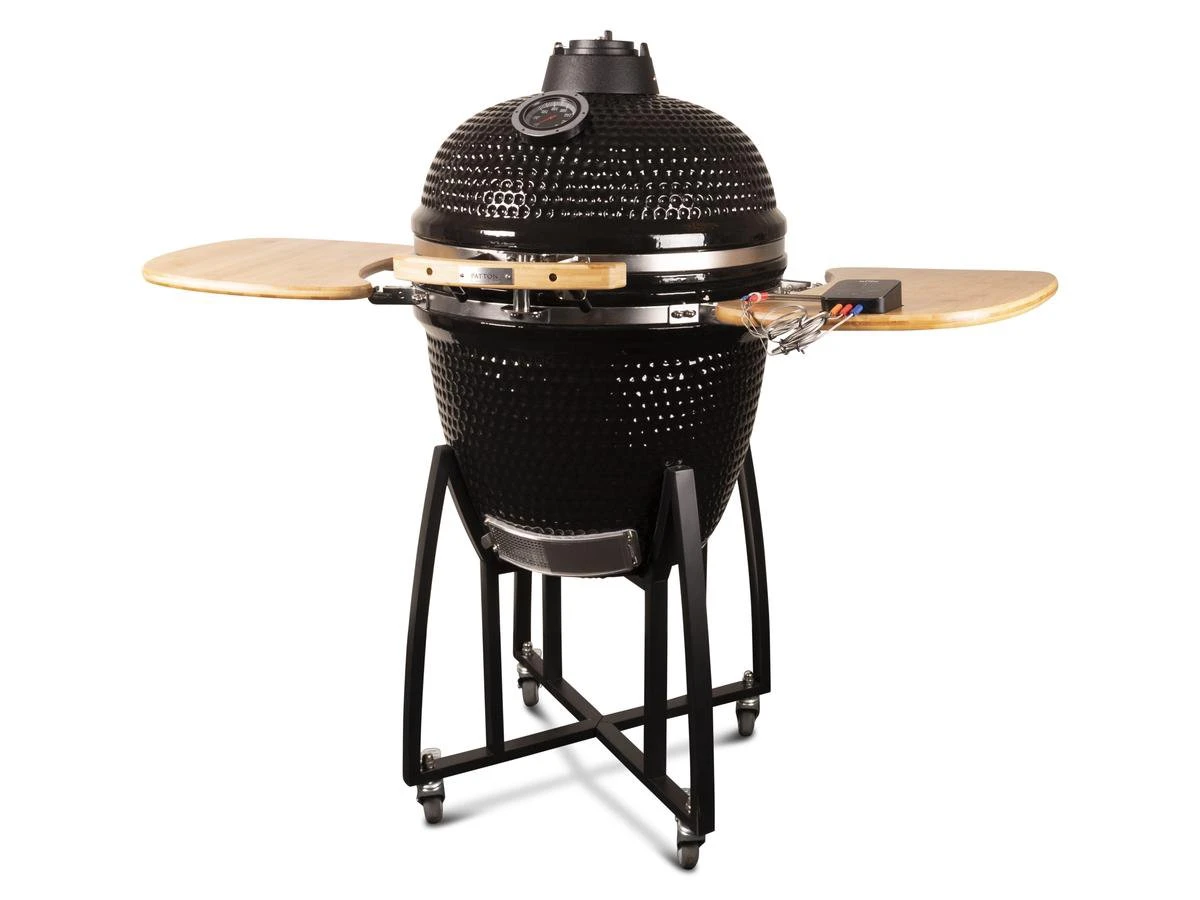 Patton - Kamado 21" - Premium Black - Keramische Barbecue - Incl. Bluetooth Kerntemperatuurmeter - LED Verlichting - Large - Compleet - Zwart 2 Patton - Kamado 21" - Premium Black - Keramische Barbecue - Incl. Bluetooth Kerntemperatuurmeter - LED Verlichting - Large - Compleet - Zwart - Afbeelding 2