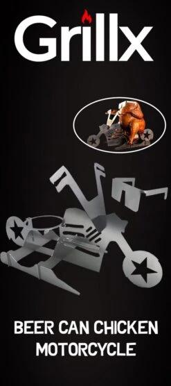 GrillX Beer Can Chicken Houder - Kiphouder Motorcycle - BBQ Accesoires - Bierkip - Barbeque Gereedschap - Chicken Sitter -Keuken Grill Promotie 533x1200