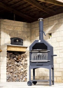 Merkloos MaxxGarden Pizza Oven - Smoker Barbecue Houtskool 45 X 65 X 158cm -Keuken Grill Promotie 856x1200