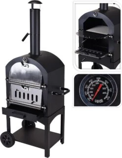 Merkloos MaxxGarden Pizza Oven - Smoker Barbecue Houtskool 45 X 65 X 158cm